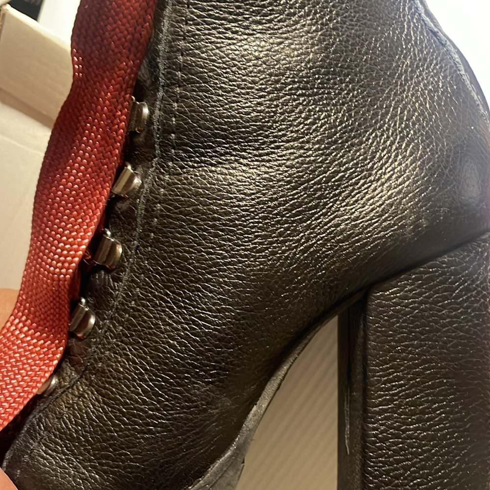 SCHUTZ. Woman’s “ZARA” black leather boots, 
Box,dust bag & black laces New